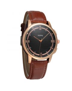 Noblag Luxury Men's Stainless Steel Watch In Rose Gold Leather Strap