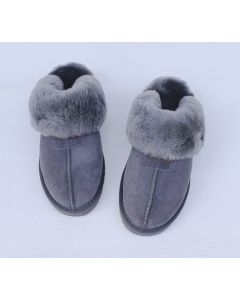 Noblag Luxury Grey Sheepskin Slippers Wool Winter For Men And Women 