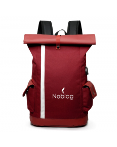 Noblag Luxury Red Oxford Travel Backpack Roll-Top Closure 30 L