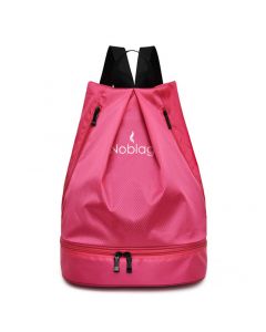 Noblag Luxury Waterproof Travel Pink Drawstring Backpack Bag With Shoe Compartment 