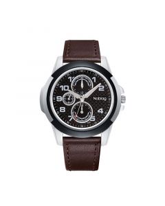 Noblag Luxury Sports Watches For Men And Women Brown Strap Black Luminous Dial 46mm