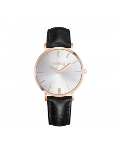 Noblag Luxury Minimalist Classic Watch For Women Black Leather Strap Champagne 36mm